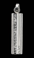 Jeweled Stainless Steel Pendant w/Design